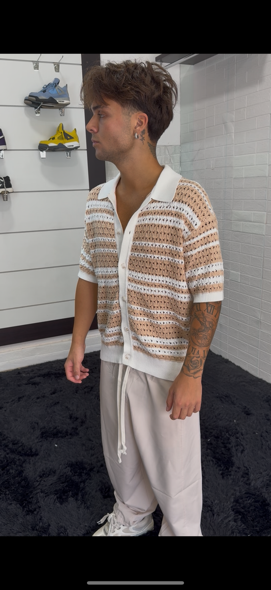 Camicia Ibiza beige/white
